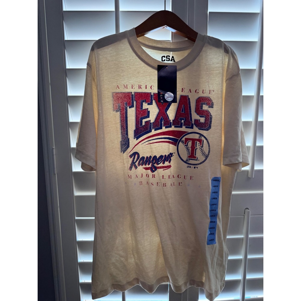 Texas Rangers CSA MLB Retro Flavor Short Sleeve Biblend Graphic Tee Cream Large